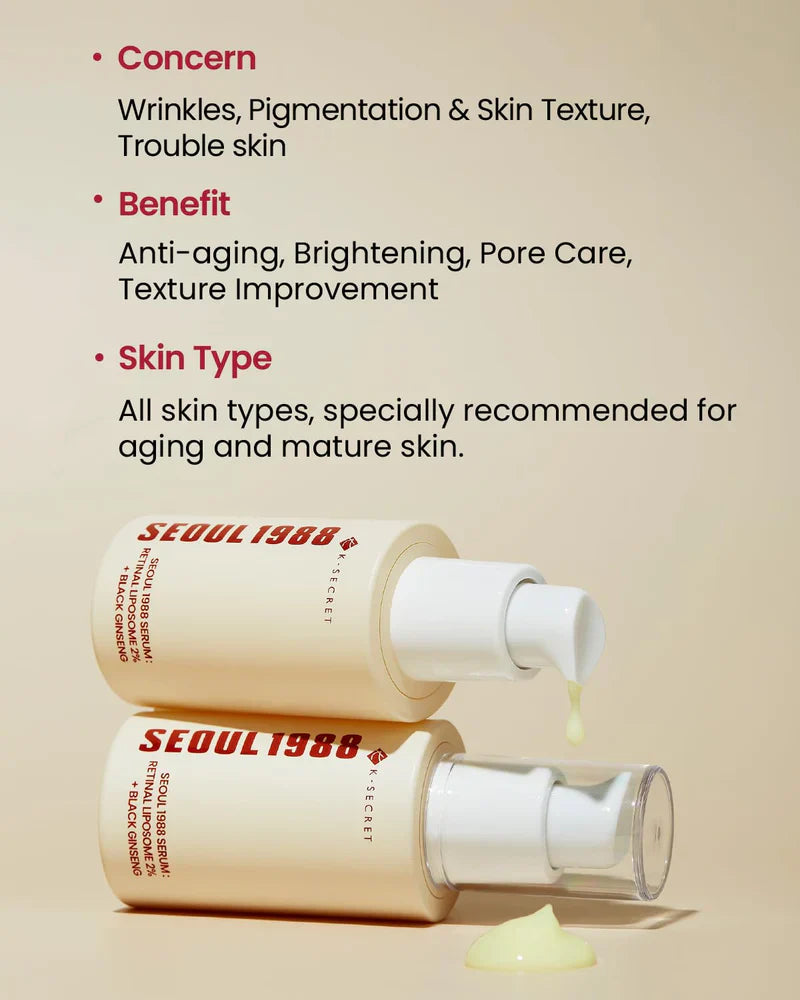 K‑SECRET - SEOUL 1988 Serum: Retinal Liposome 2% + Black Ginseng